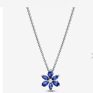 Pandora Blue Flower Pendant Necklace